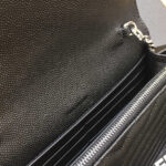 Saint Laurent Envelope Chain Wallet In Grain De Poudre Embossed Leather Black